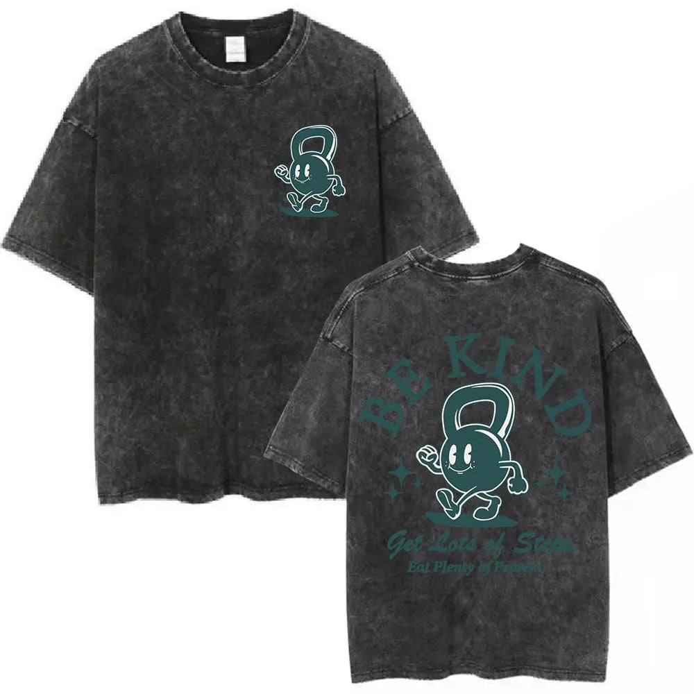 Gym Rat Muscle Mommy Pump Cover Vintage Washed T-shirt Powerlifting Workout Bodybuilding T Shirt Men Women Fitness Loose Tshirt