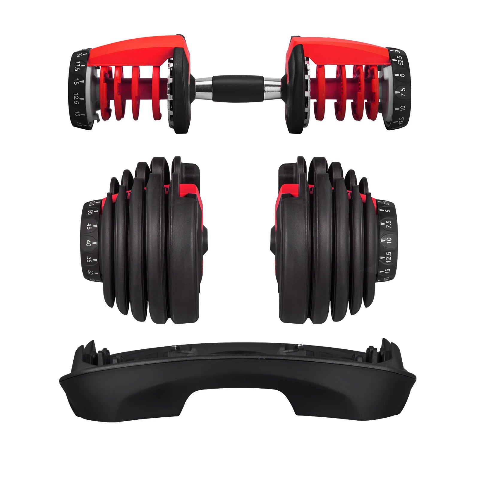VEVOR Adjustable Steel Dumbbell 24/40KG 52.5/90LBS Fitness for Home Gym, Arm & Muscle Training with QuickLock System (Red/Black)